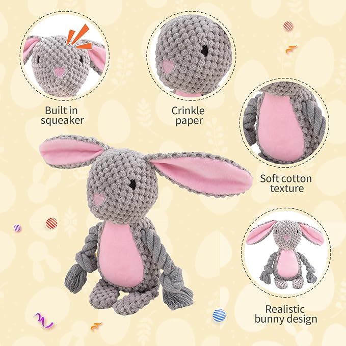Dog Plush Toy for Large Dog Chew,Indestructible Dog Squeaky Toys,Stuffed Animals Toys with Cotton Material and Crinkle Paper,Durable Chewing Toys