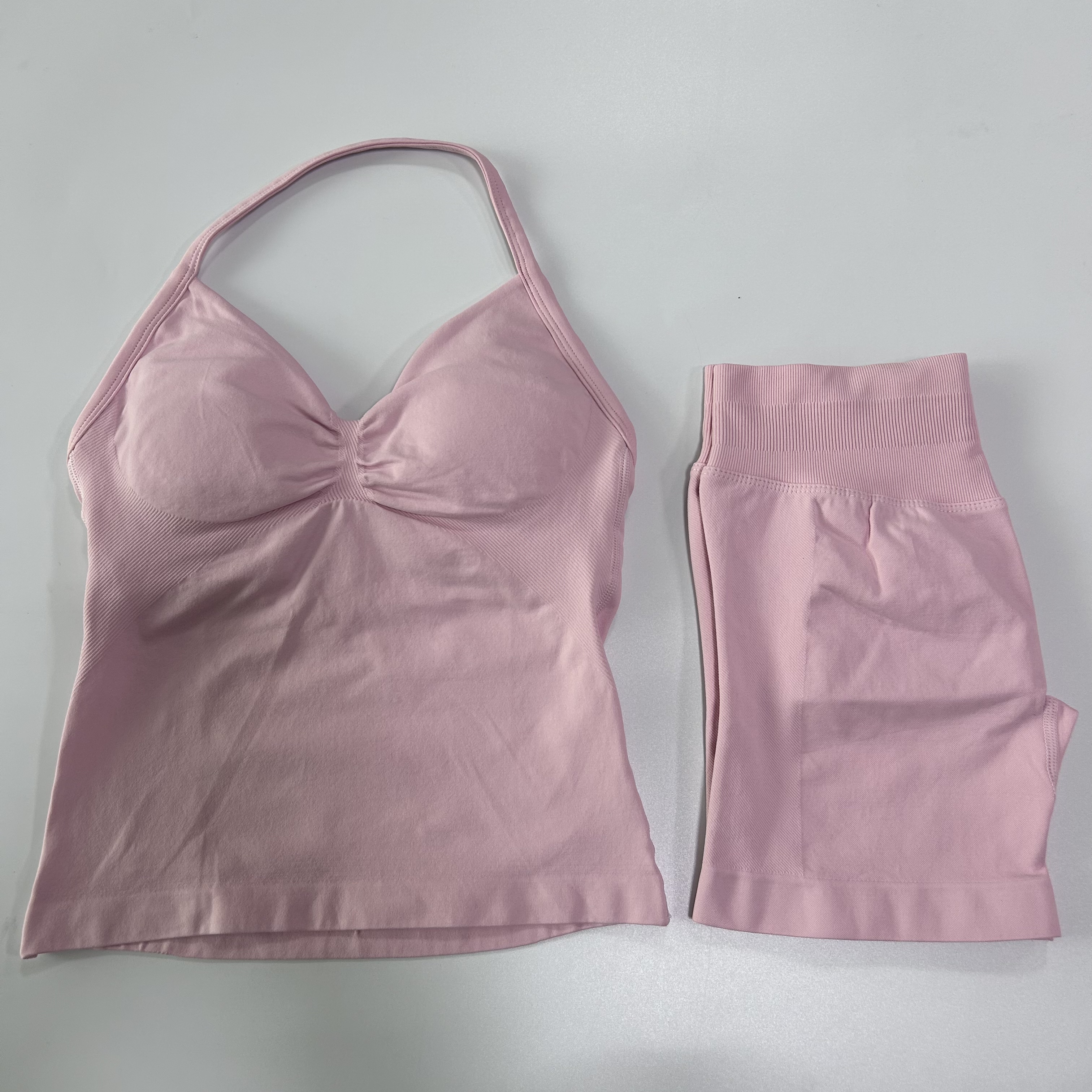 Women Set Impact Longline Strappy Backless Gym Top Seamless Sport Shorts Workout Fiess Tights Stretch Yoga Tank Tops