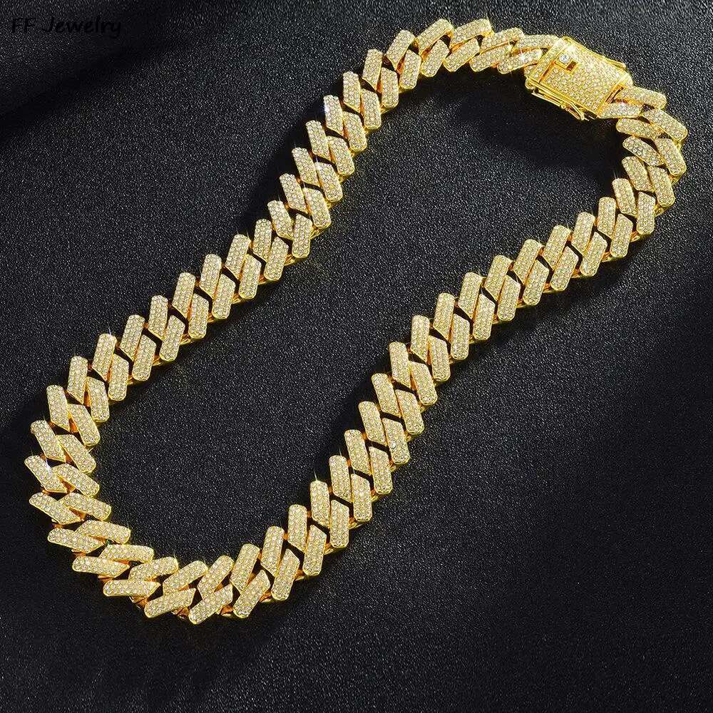 20mm Cuban k Chain for Men Iced Out Choker Necklace Prong Setting Cubic Zirconia Big Heavy Chunky Hip Hop Jewelry