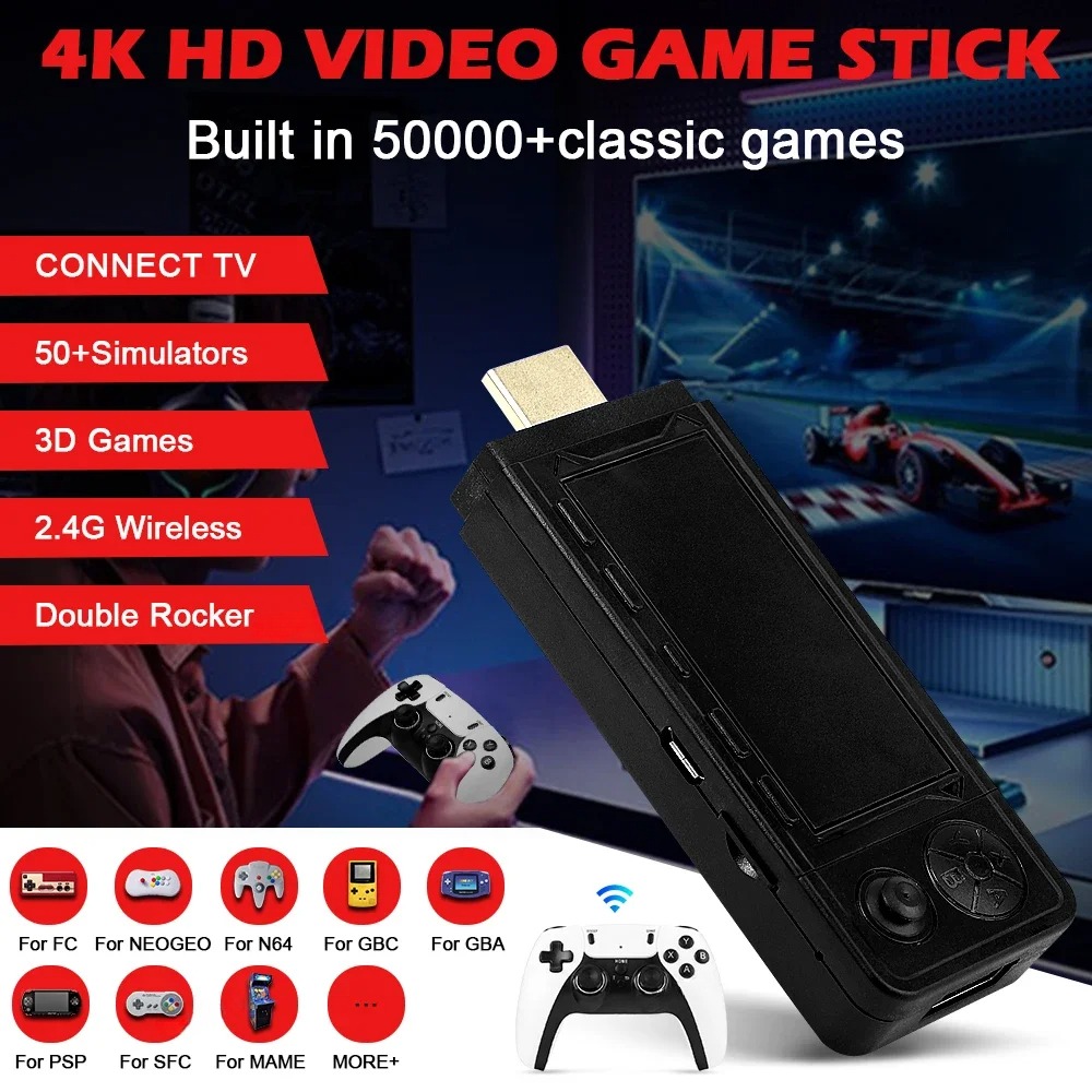 NEW X9 PRO Video Game Stick Console 4K HD 50000+ Games 256G Wireless Controller Retro TV Game Console 45 Emulator For PSP/N64/DC