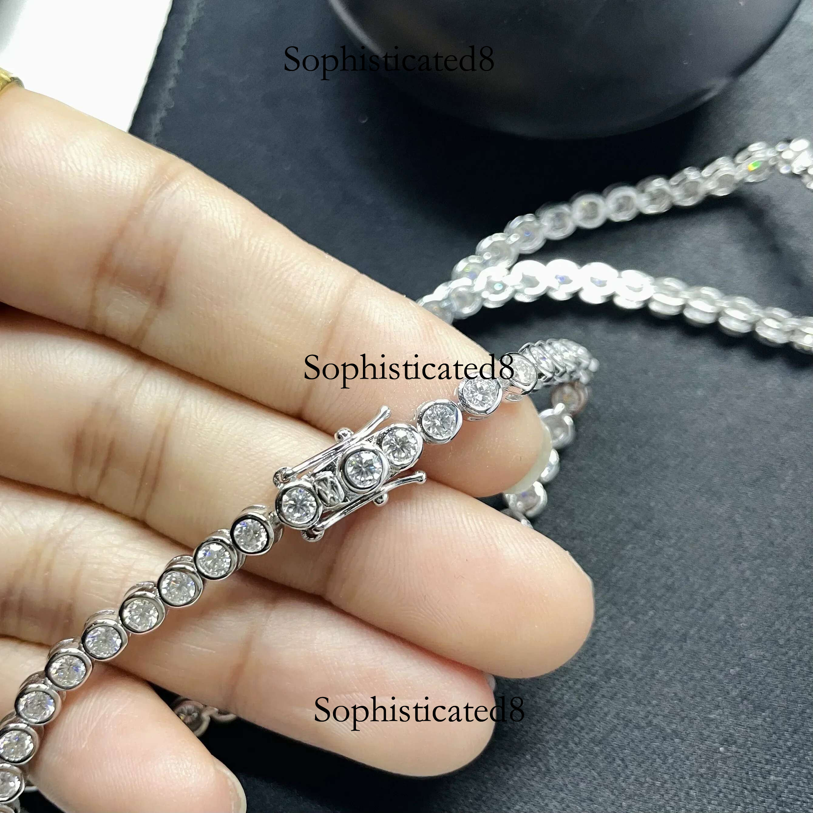 Certified 2/3mm Moissanite Tennis Bracelet for Women Original S Sterg Sier Round Bubble Dia Bracelets Jewelry GRA