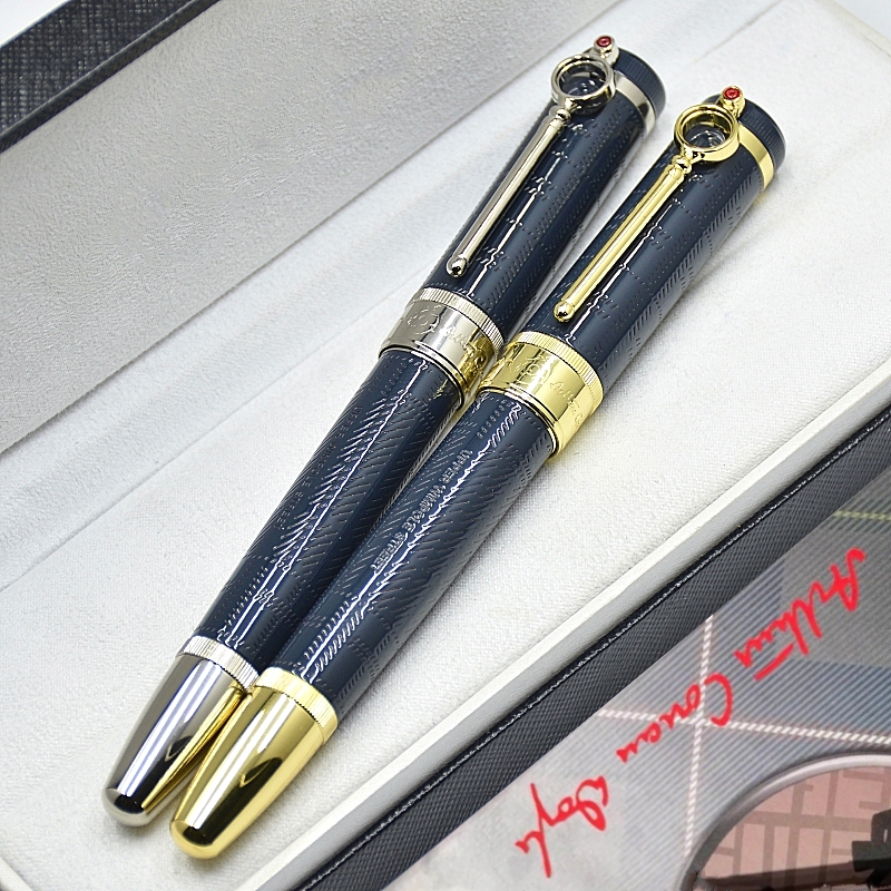 Great Writer Sir Arthur Conan Doyle Rollerball Pen Ballpoint Pen Blue And Black Metal Design Office Writing Fountain Pens With Serial Number