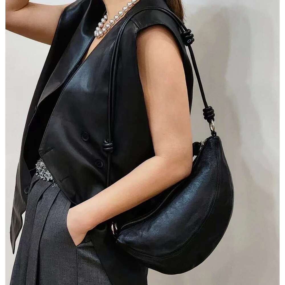 2025 New Women's Hobo Sheepskin Leather Simple Casual Dumpg One Shoulder Underarm Belt Bag