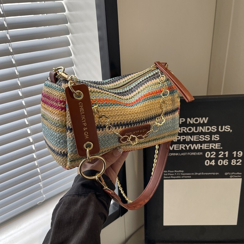 2025 trendy grass woven women's fashion vacation beach foreign style crossbody bag summer versatile #swissmilitary