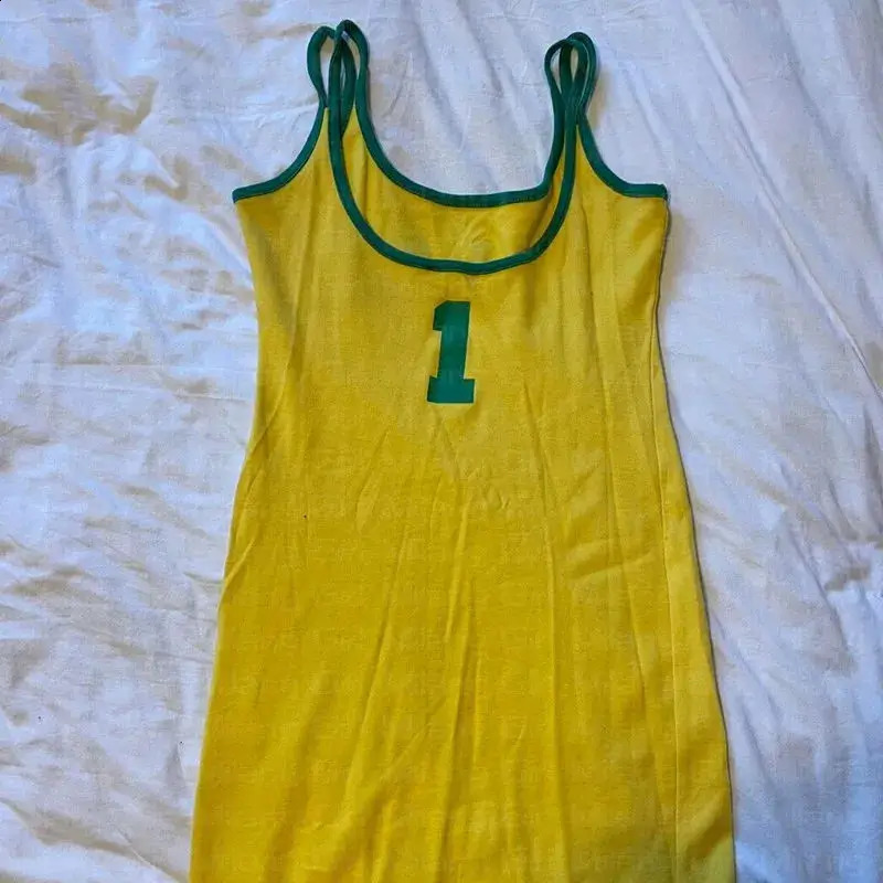 2024 Summer Tank Top Mini Dress Clothing Ultra Thin Tight Sports Style Open Back Hollow High Waist Street 250227