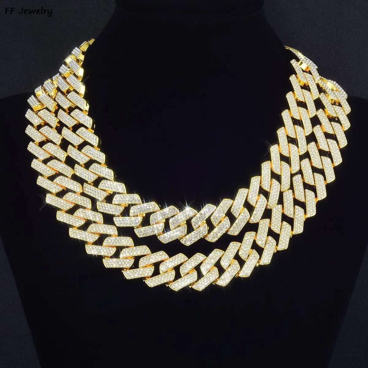 20MM 3 Row Men Hip Hop Prong k Chain Necklace Bg Iced Out Rhie Paved Miami Rhombus Cuban Necklaces Jewelry