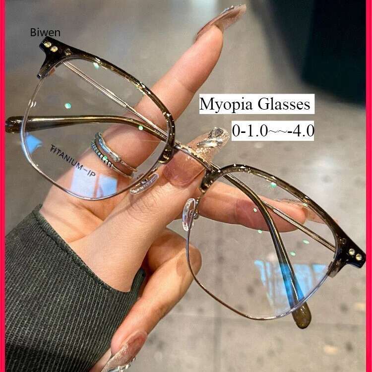 Metal Polygon Frame Resin Minus Lens Prescription With Cyder Literary Women Men Nearsighted Glasses 0 -1.0 To -4.0