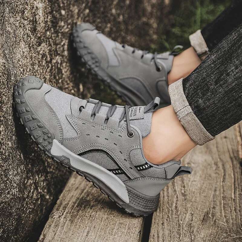 Men's Running Gray Jogging Casual Sports Shoes Outdoor Breathable Mesh Flat Bottom Light Shock-absorbing Tennis