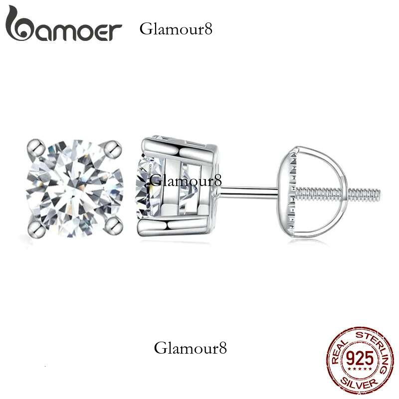 BAMOER Moissanite Earrings for Women Solid Sterg Sier Heart Prong 2CTW D VVS1 Lab Dias Sparkg Wedding Jewelry