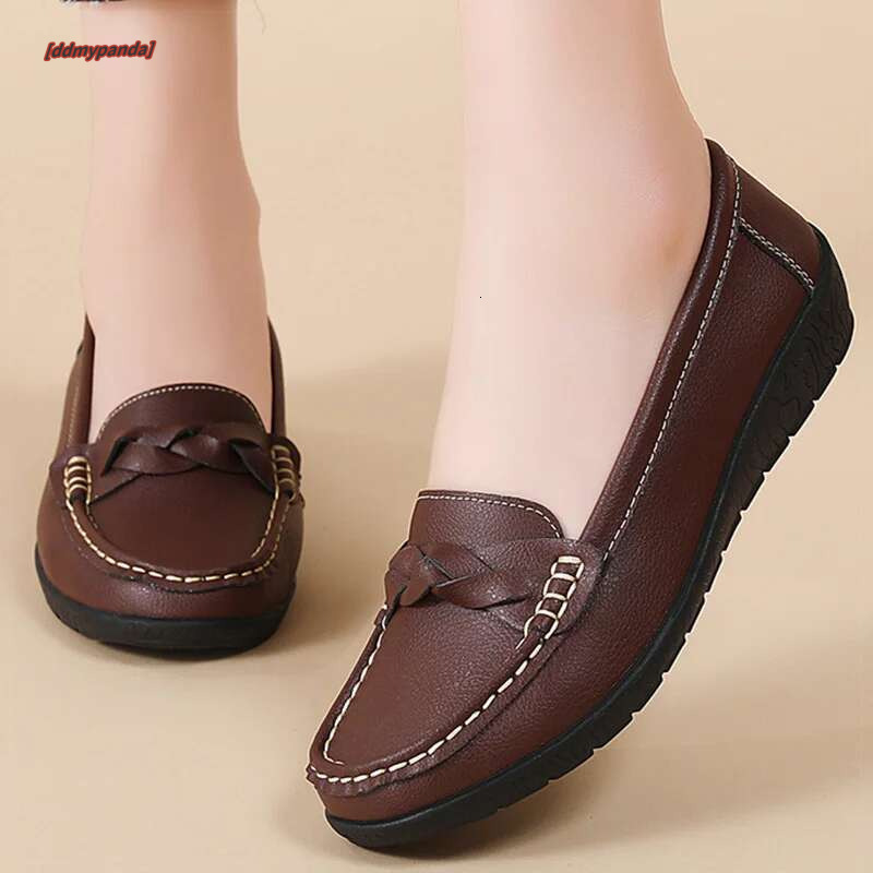 Soft Leather Women's Loafer 2025 New Flats Slip On Casual Flat Shoes Women White Footwear atos De Mujer #ddmypanda