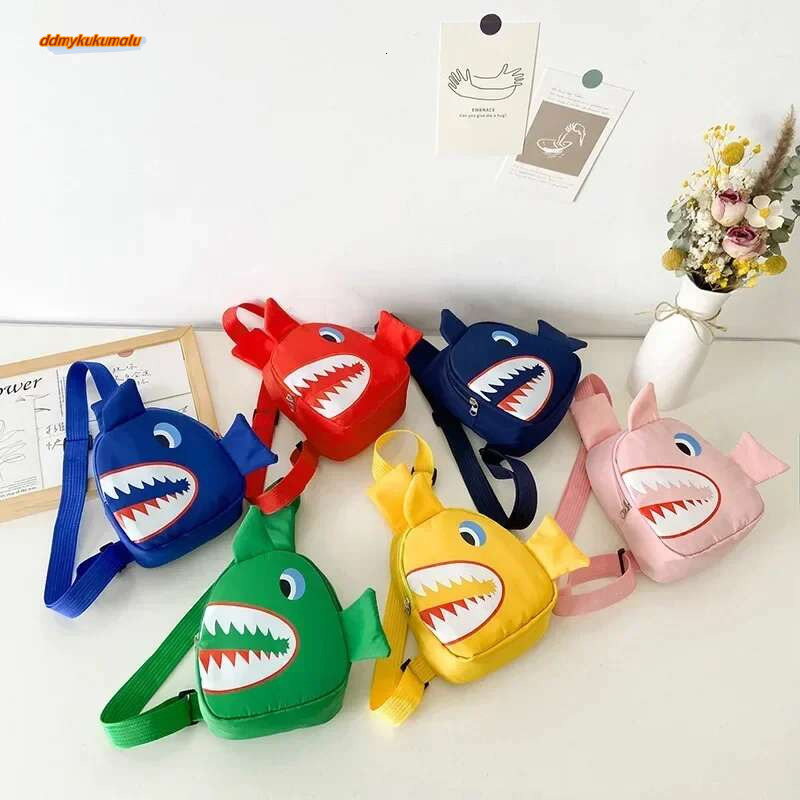 Pattern Children Waterproof Nylon Crossbody Chest Cartoon Shark Waist Bag for Boys Girls #ddmykukumalu