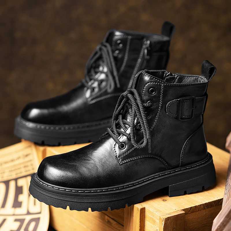 Mens leather waterproof lace Chukka ankle boots Oxford dress boots casual business work mens daily shoes Z250303