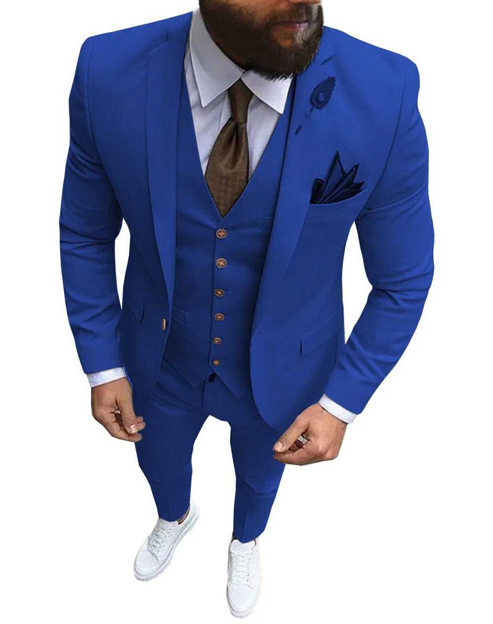 New Pink Mens 3 Pieces Suit Formal Business Notch Lapel Slim Fit Tuxedo Best Man Blazer For Wedding(Blazer+Vest+Pants) M250303
