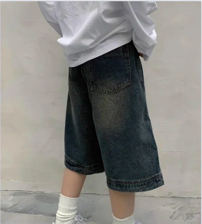 Y2K Vintage Baggy Jean Shorts Womens Washed Wide Leg Pants Casual Barrel Jeans Denim Mens Oversized Jorts 250228