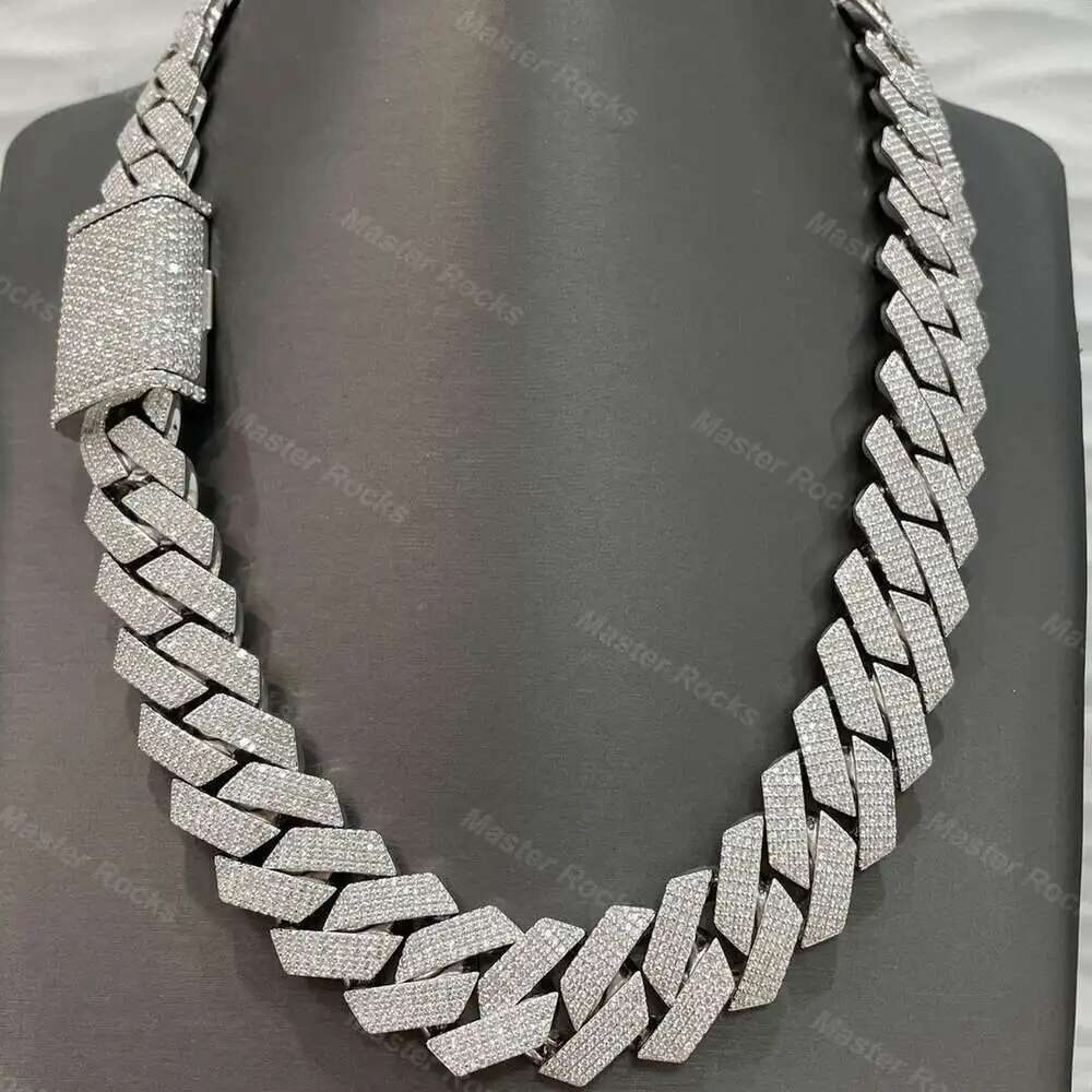 20mm 4 Rows Sterg Sier Thick Manufacturer Custom Jewelry Cuban Chain Necklace Moissanite