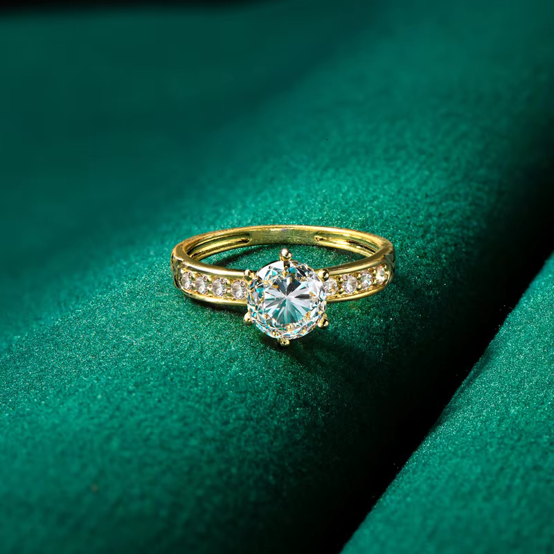 Real 10K Solid Gold 1.2ct 7mm Moissanite Engagement Wedding Rings with Gra Certificate