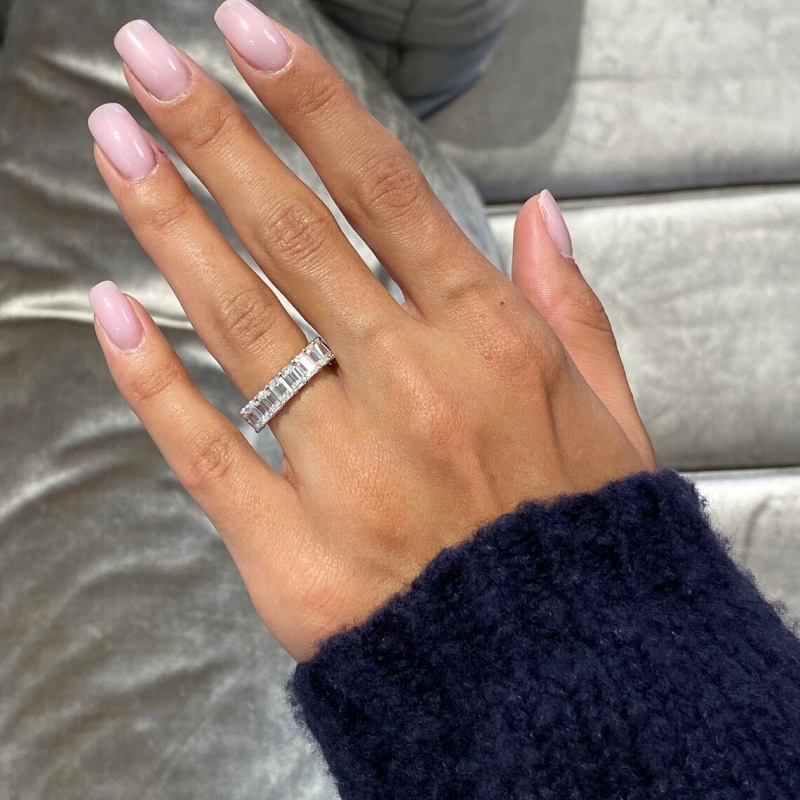 Wedding Rings 18K White Real Gold 5*3.5MM Emerald Cut Full Prong Set Stackable Ring For Women Lab Grown Diamond VCD Women Gold Engagemet Ring w250320