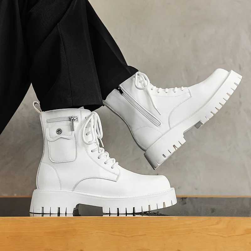 2024 Trend Men Boots Sneakers Outdoor Fashion High Top Wholesale Punk Shoes for Men Casual Leather Street Style Ankle Boots Men Z250303