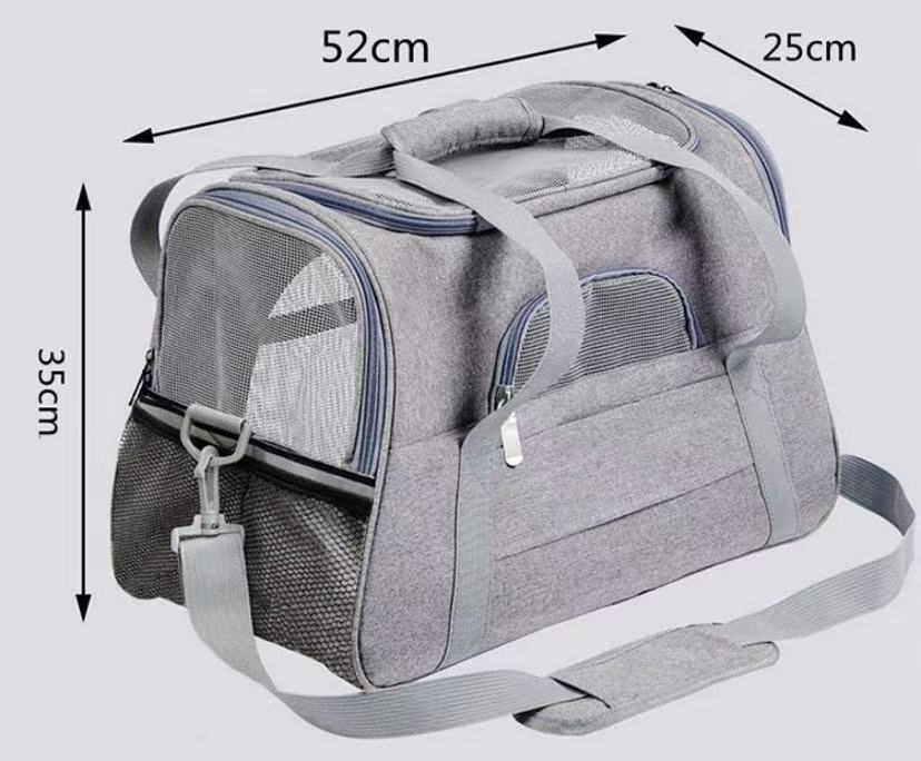 Fashion leather back Cat Transport Aires approved pet transport bag for small medium sized dog cats foldable soft top travel puppy carrier white