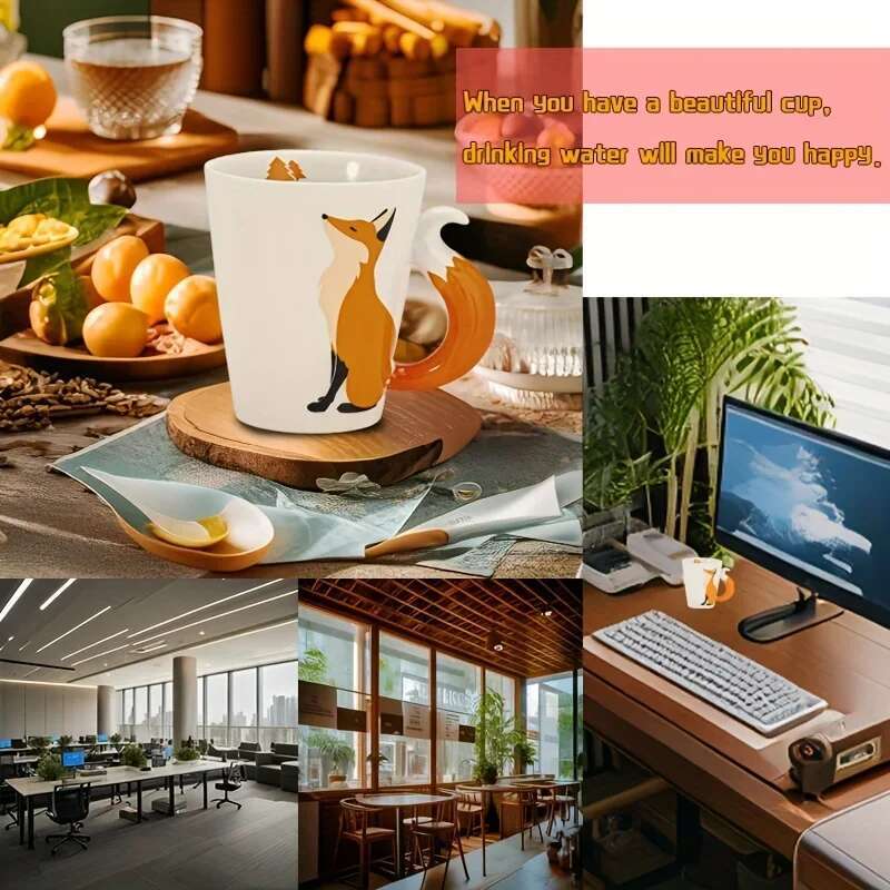 1Pc 12Oz Porcelain Coffee Mug Breakfast Milk Adorable Fox-Shaped Ceramic Cup Friends Birthday Gifs For Kids Drinkware