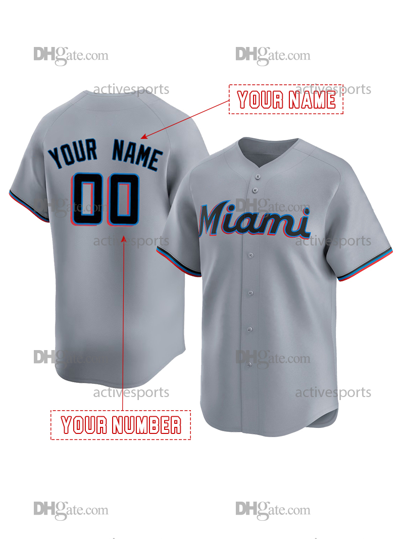 Custom 9 Xavier Edwards Baseball Jersey Kyle Stowers Otto Lopez Griffin Conine Jonah Bride Sandy Alcantara Nick Fortes Dawson Bad Bunny Stitched Numbe