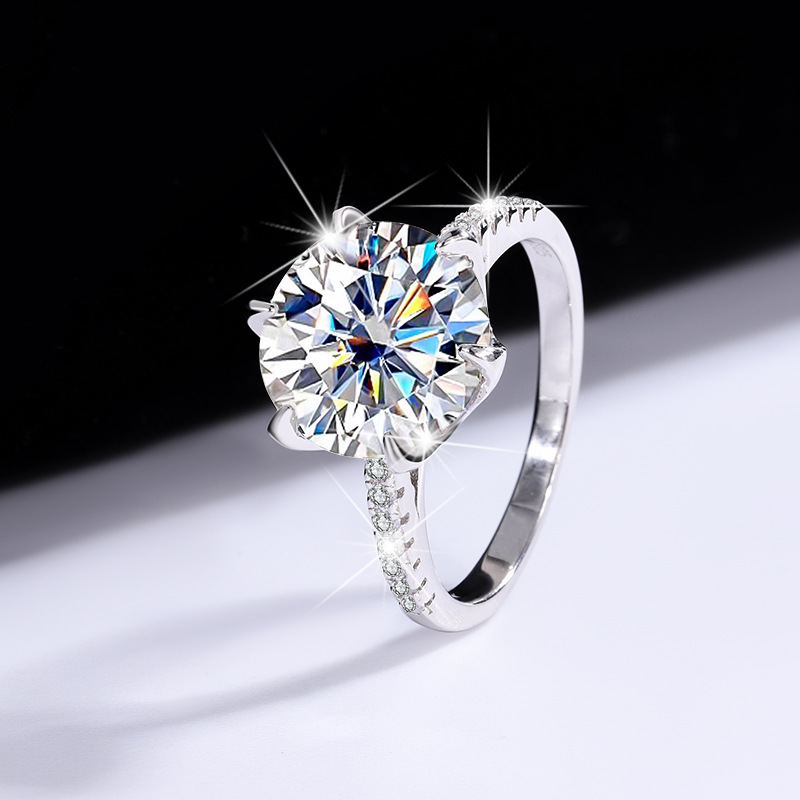 Choucong Brand Classical Six Claw Wedding Rings Luxury Jewelry Solitaire Real 100% 925 Sterling Silver Round White Moissanite Diamond Party Eternity W