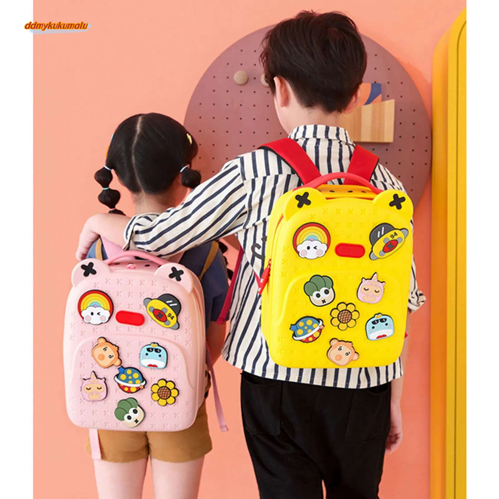 Kids Cute Lightweight Silicone Backpack Bag with 8pcs Cartoon Tags for 6-12Y Child Kindergarten Primary School Gift #ddmykukumalu