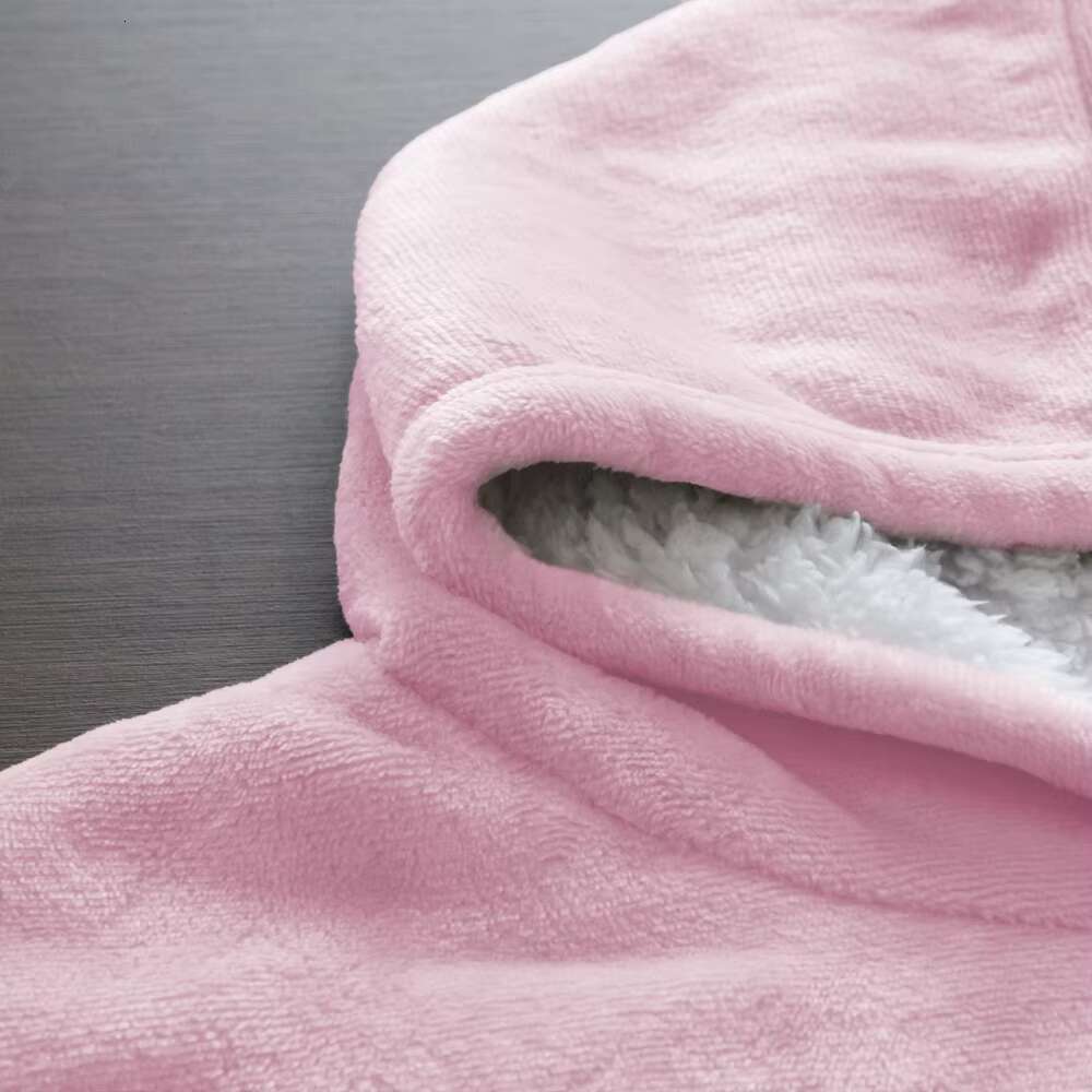 Cheap Low Moq Wearable Sweatshirt Blanket Oversize Fleece Sherpa Hoodie Modern Solid For Home Woven 100% Polyester Men Women