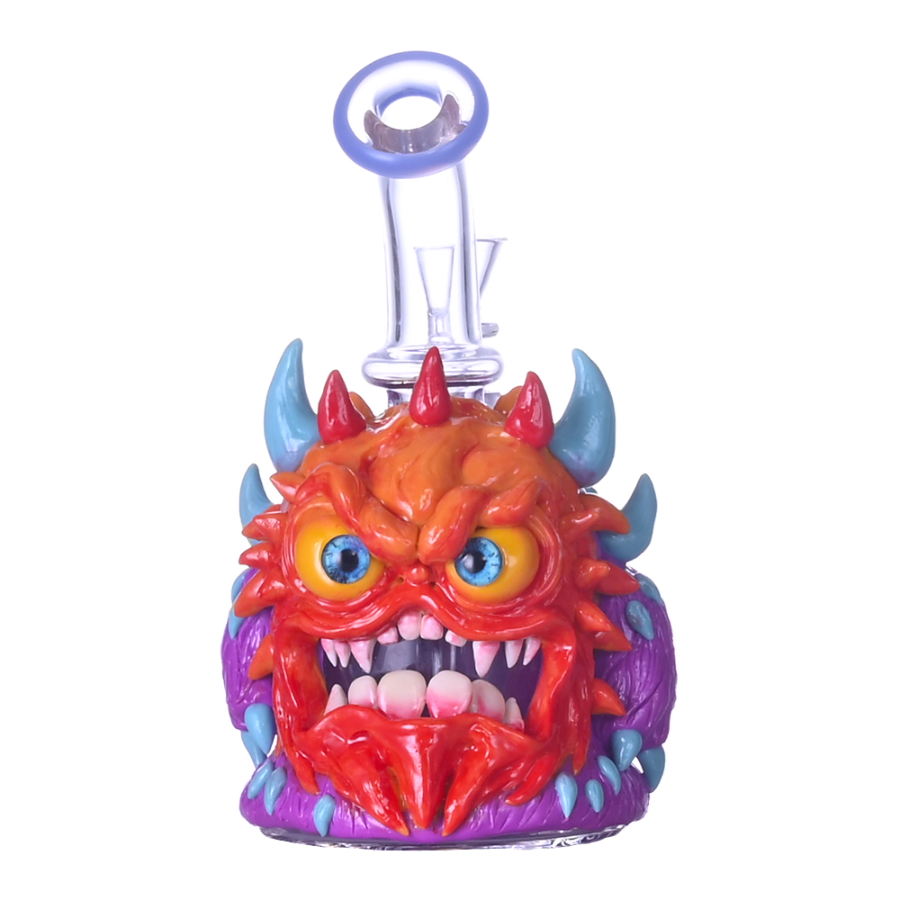 Glass Bong With Cute Monster,Monster Bong,Borosilicate Glass Water Pipe,Glass Hookah,Hand Painted,Home Decorations,HippiesGlass,6.2in