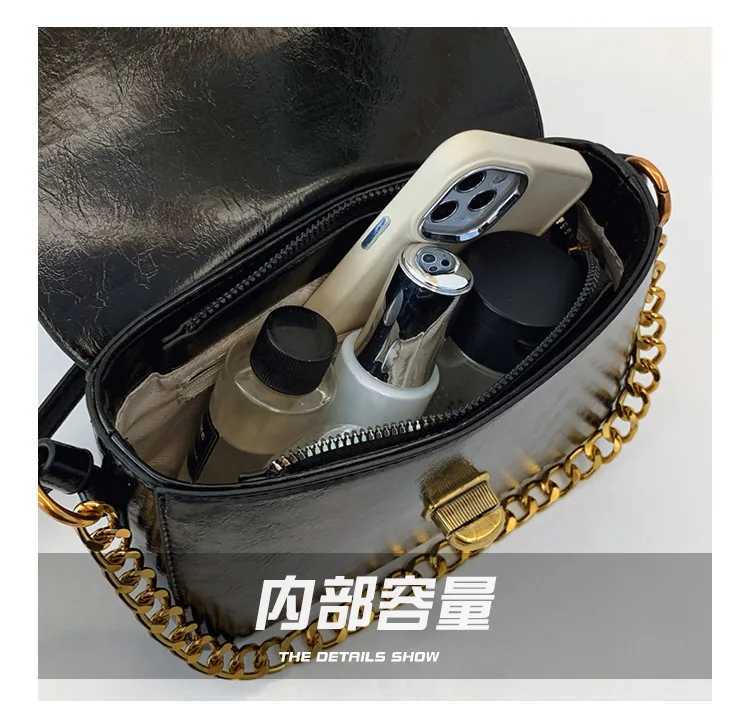 Luxury Women Brand PU Leather Crossbody Bag Retro Chain Lock Flap Small Messenger Shoulder Bag Y250303