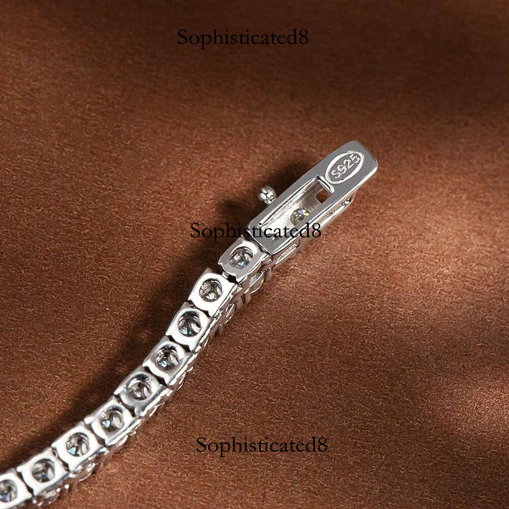 FEOBUR 6.5-3MM Gradient Moissanite Tennis Necklace for Women Sparkg Full Dia Jewelry Sterg Sier Chain