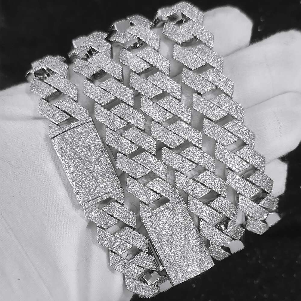 HHIOK Hip Hop Men's 15mm 4Rows Dia Chain Sier/Gold Plated Cuban k Iced Out Bg Zircon Necklace Jewelry