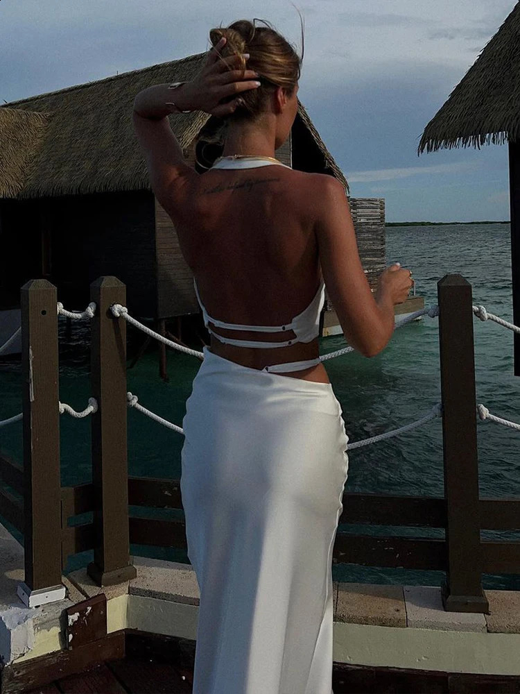 ByeMyLove 2 Pieces Sets Women Maxi Skirts Silk Crop Top With Long Skirts Sexy Elegant Evening Party Skirts Outfits Summer 250228