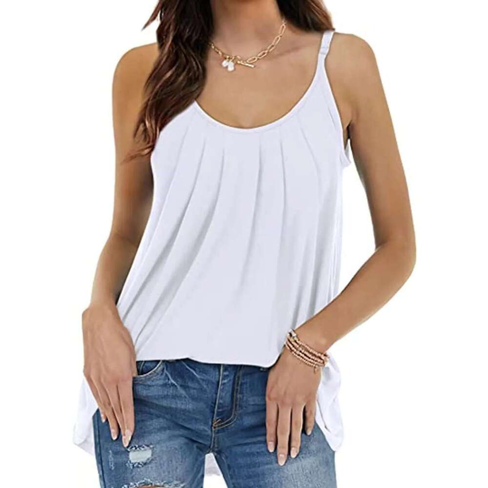 Casual Loose Women Shirts Spaghetti Strap Print Cute Tops Camisole Tee Tank Traf 2025 Mujer Sleeveless T-Shirt