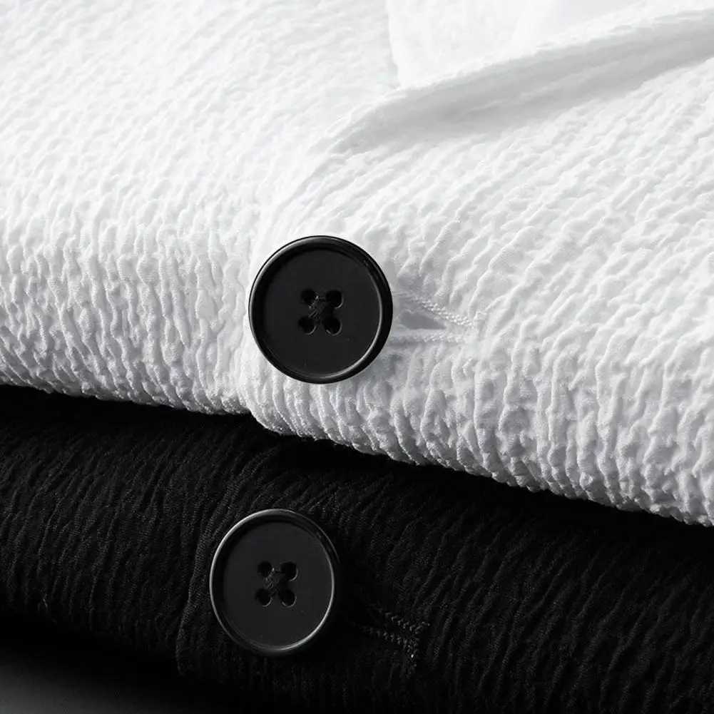 Mens Two-piece Suit Striped Pleated Men Blazer Pants Set Pleated Drawstring Loose Lapel Pockets Thin Formal Business Men Set M250303