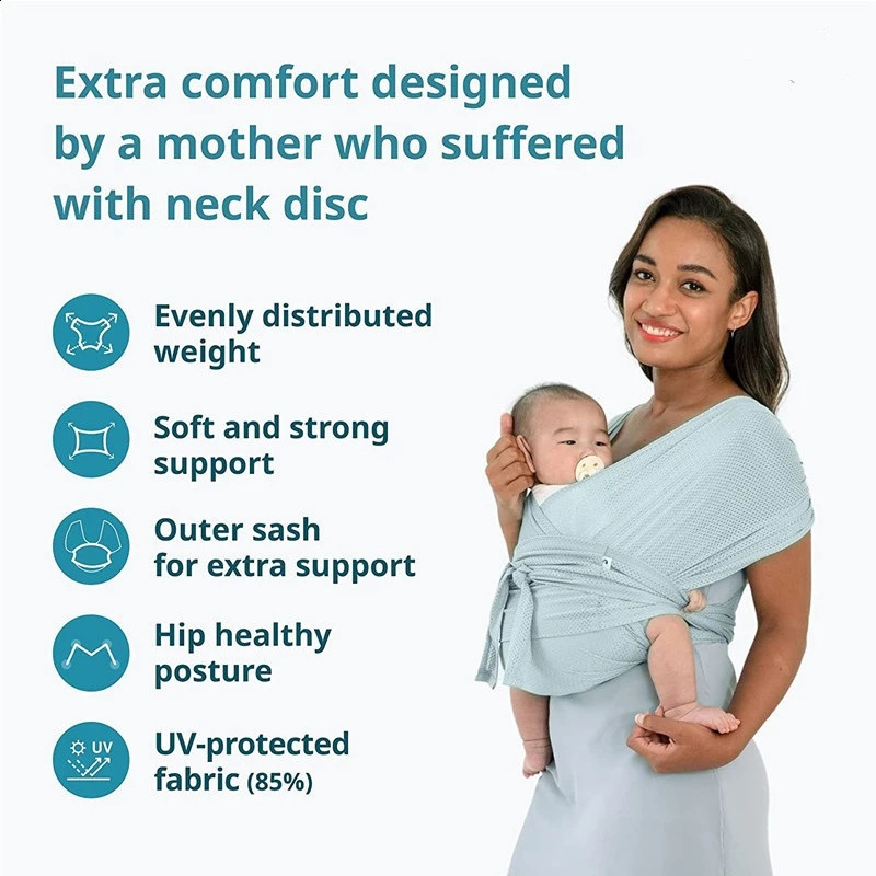 Baby Wrap born Nursing Towel Easy to Wear Sling Infant Breathable Hipseat Gridding Cloth Air Mesh 250221