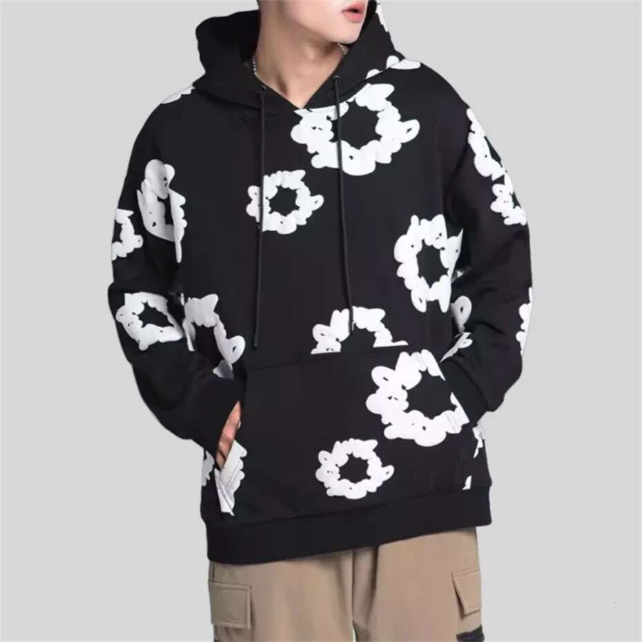 Hip Hop Fleece Hoodie Sweatshirt Streetwear Ral Print Graphic Hooded Pullover Men Black Haruku Cotton Unisex Hoodies