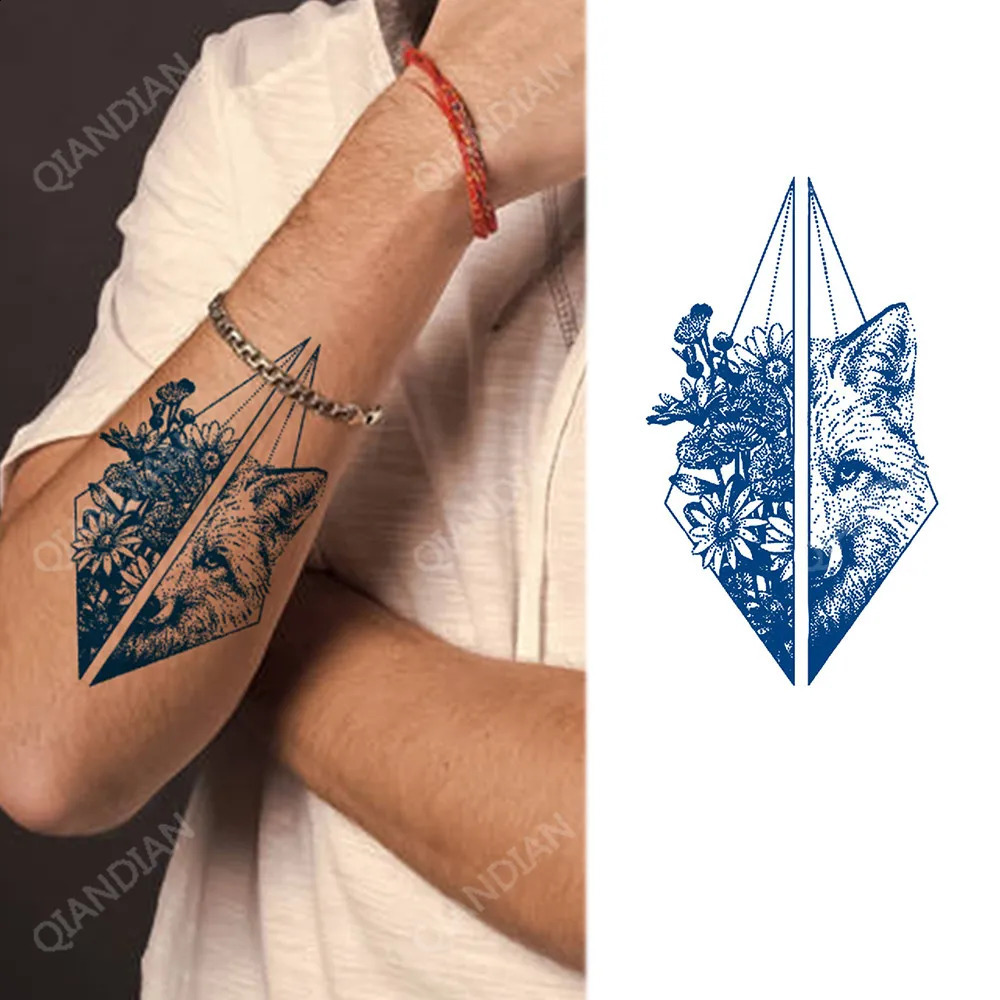 Semi Permanent Juice Tattoo Long Lasting Waterproof Temporary Sticker Wolf Dragon Eagle Tiger Gem Body Arm Art Man Totem 250219