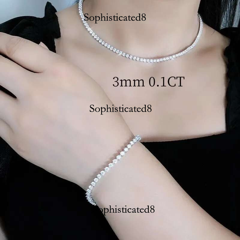 Classic 3 Claw Moissanite Tennis Necklace For Women Men S Sterg Sier Engagement Dia Neck Chain Wedding Jewelry Gifts