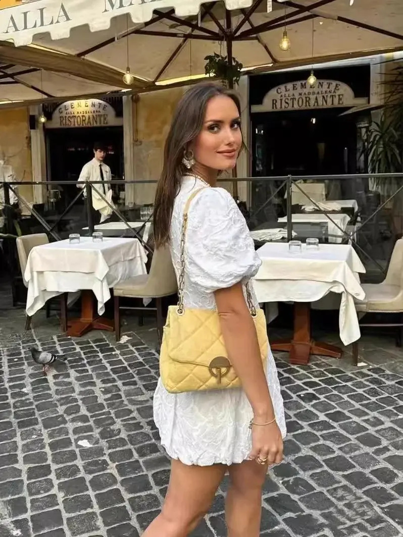 Ladies Solid Embroidered Short Style Elegant Summer Dresse White Casual Streetwear Mini Dress Female Dresses 250227Z