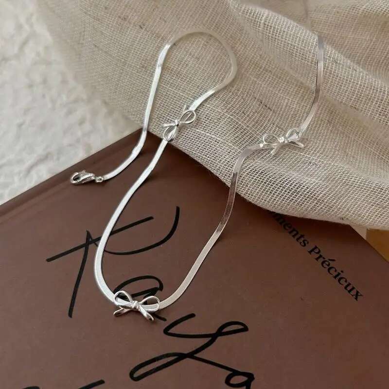 Fashion Sweet Bow Bracelets for Women Girls Sparkg Delicate Ribbon Bowknot Snake Bones Chain Bracelet Party Jewelry Gifts