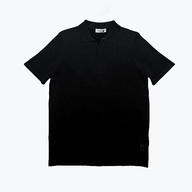 Summer Mens Polo Shirt Spring Style Hollow Breathable Short Sleeve Mens Polo Shirt Slim Fit Lapel Knitted Pullover Shirt 250226