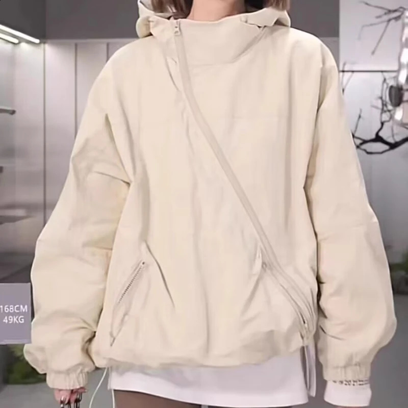 Outdoor Jackets Women Solid Zipper n Simple Pockets Students Clothing Korean Style Spring Fashion Loose Niche Allmatch 250228