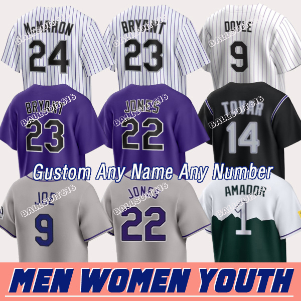 #23 Kris Bryant #9 Brenton Doyle Jersey #24 Ryan McMahon Rockies Jerseys Nolan Jones Ezequiel Tovar Charlie Blackmon Zac Veen Adael Amador Custom City Baseball Jerseys