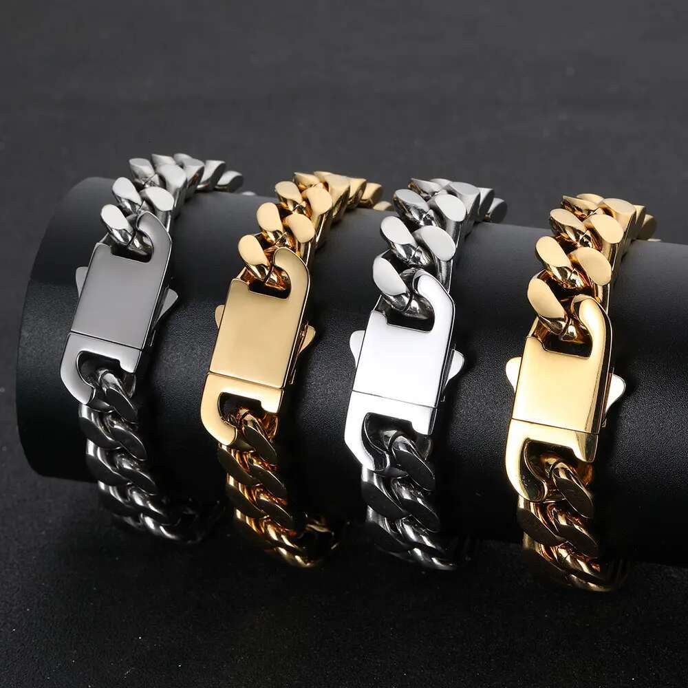Nuoya Hip Hop Jewelry Stainless Steel Flat 4 Side Curb Cuban k Chain Necklace For Men Drop Shipping