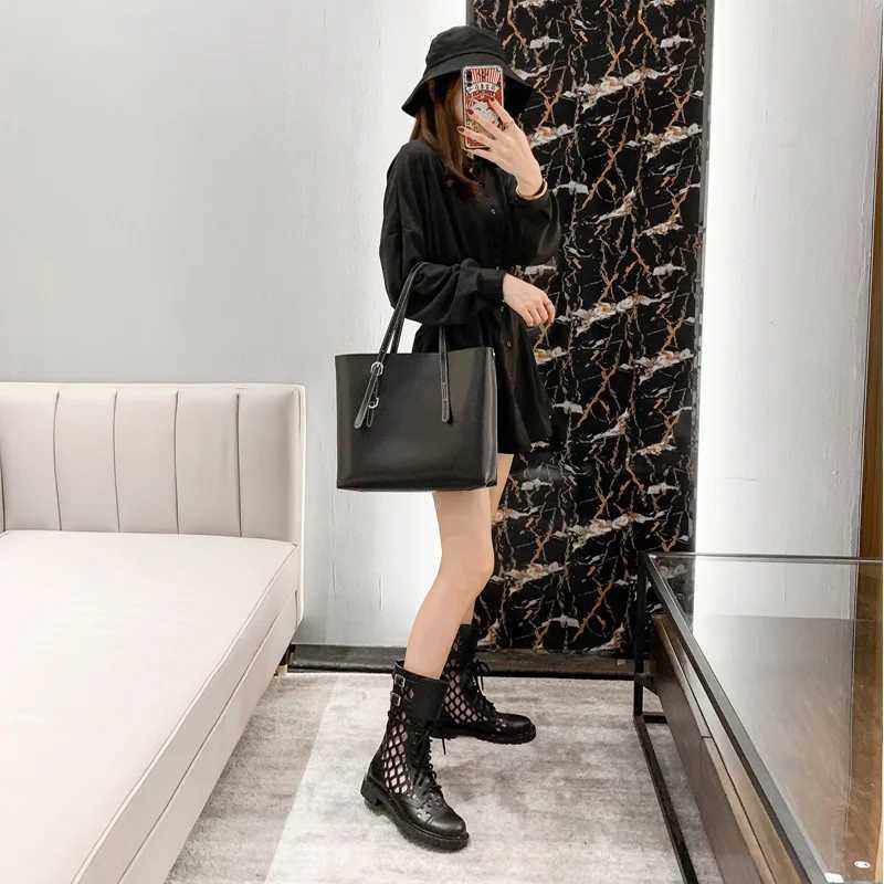 2021 Spring Autumn Fashion Boots Womens Summer Cool Edition White Medium Boots Leather UK Single Boots Q230 Z250303