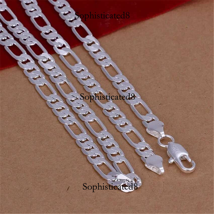 wholesale Noble Mens 6MM flat Cuban chain Sterg sier Necklace Fashion Jewelry for women men solid party wedding gift