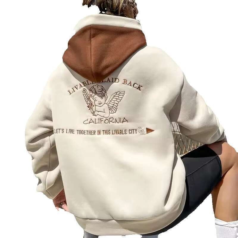 Custom French Terry Hoodies Women's Streetwear High Quality Essentials Drop Shoulder Embroidered Hoodie
