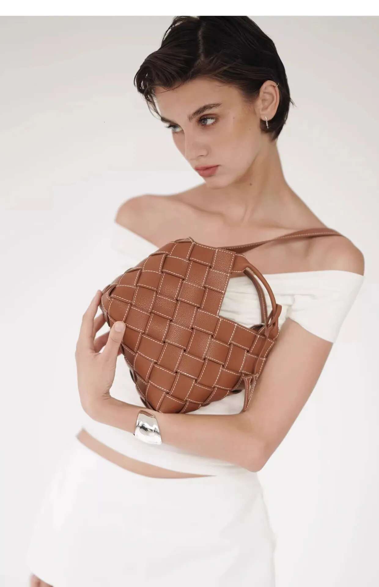 Fashion Leather Handbag Brand Simple Irregular Design Woven Shoulder Strap Women's Crossbody Bag