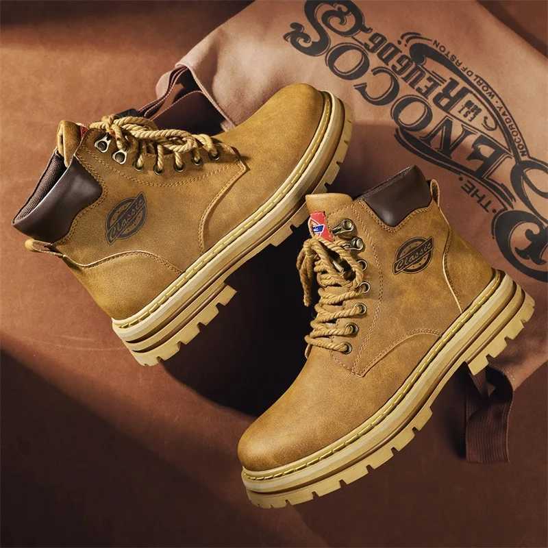 Hot Sale Mens Autumn Winter Tooling Boots Fashion Brand Ankle Shoes for Men Motorcycle Boots Male British Outdoor Casual Shoes Z250303